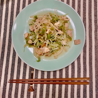 お肉と豆苗ともやしの黒酢炒め